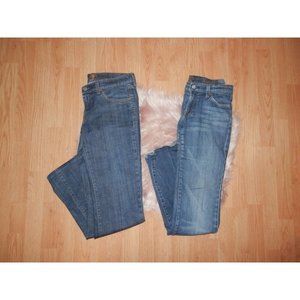 2 Pairs Seven For All Mankind Womens Sz 28 Bootcut Stretch Blue Denim Jeans 2992